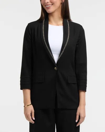 Ellen Tracy Women's Tailored Linen-blend Blazer In Black
