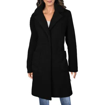 French Connection Womens Vegan Faux Fur Teddy Coat In Black
