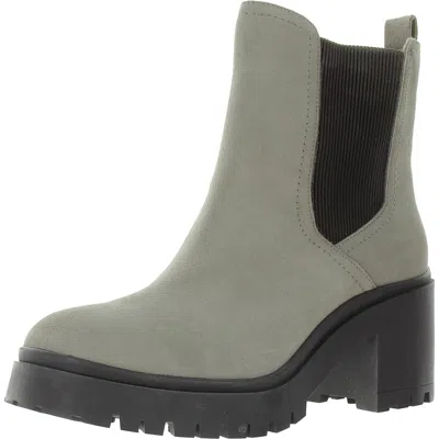 Blondo Womens Leather Lugged Sole Ankle Boots In Grey