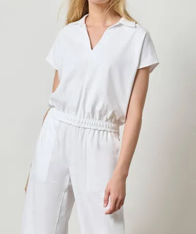 Lilla P Elastic Hem Polo In White In White
