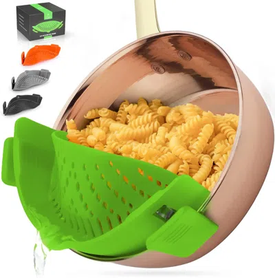 Zulay Kitchen Zulay Silicone Pot Strainer - Adjustable Snap On Strainer For Most Pots & Pans In Green