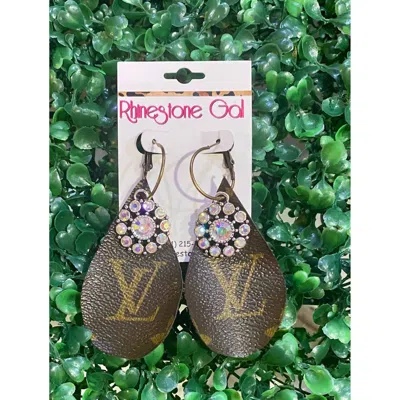 Zippity Do Dah Women's Upcycled Teardrop Crystal Accent Earrings In Brown In Brown