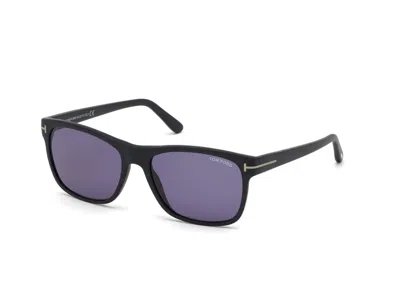 Tom Ford Eyewear Stephenson Square Frame Sunglasses In Matte Black/blue