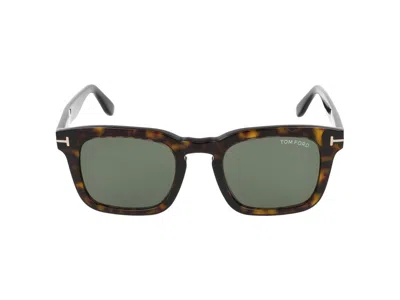 Tom Ford Eyewear Hayden Square Frame Sunglasses In Dark Havana/green