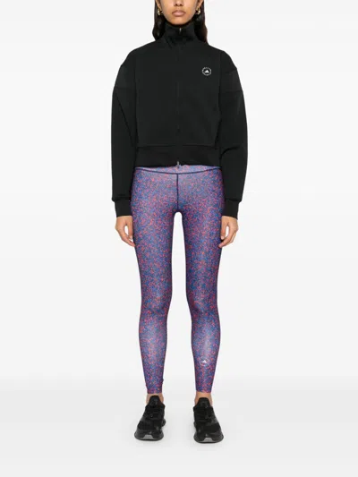 Adidas By Stella Mccartney Truecasuals Cropped Printed Recycled Tech-jersey Track Jacket In Black