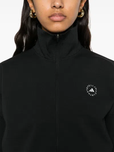 Adidas By Stella Mccartney Truecasuals Cropped Printed Recycled Tech-jersey Track Jacket In Black