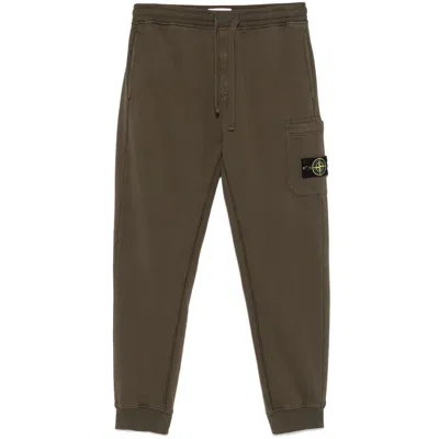 Stone Island Logo Track Pants In Green