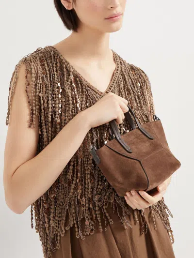 Brunello Cucinelli Mini Bc Duo Leather Cross Body Bag In Brown