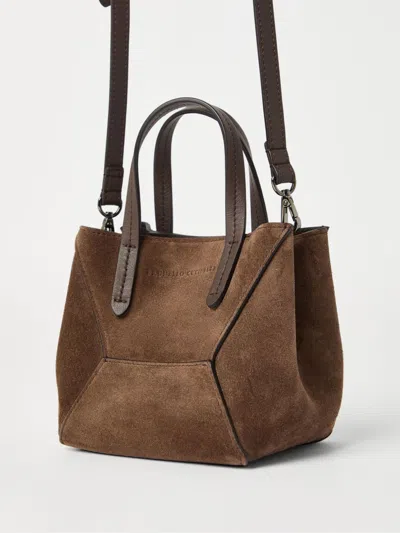 Brunello Cucinelli Mini Bc Duo Leather Cross Body Bag In Brown