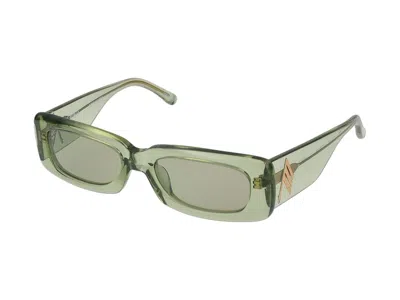 Linda Farrow The Attico Solid Color Rectangular Mini Marfa Sunglasses In Green