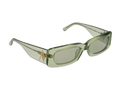 Linda Farrow The Attico Solid Color Rectangular Mini Marfa Sunglasses In Green