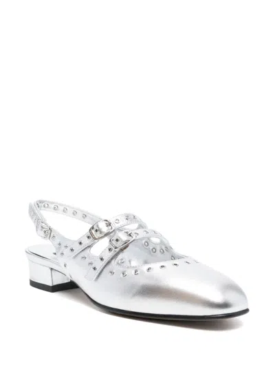 Carel Paris Queen Leather Ballet Flats In Silver
