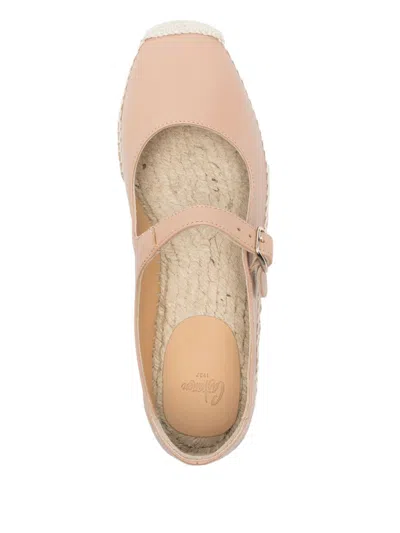 Castaã±er Leather Espadrilles With Braided Raffia Sole In Beige