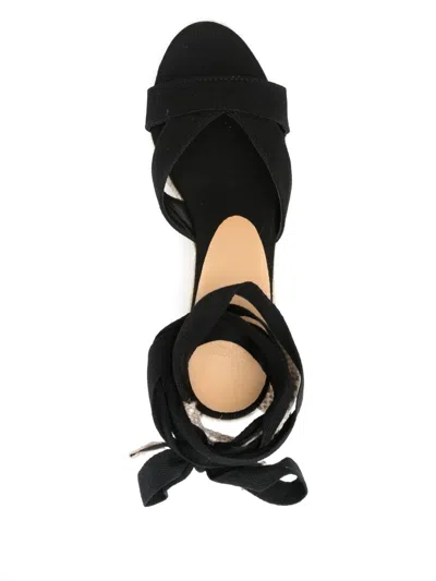Castaã±er Black Canvas Espadrille Wedges In Black