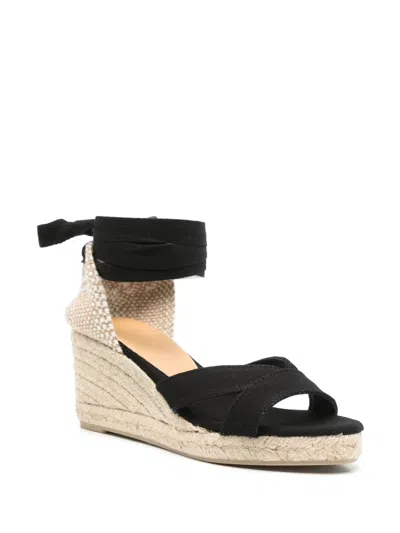 Castaã±er Black Canvas Espadrille Wedges In Black