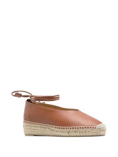 Castaã±er Castaner Gea Tan Wedge Espadrilles In Leather Brown