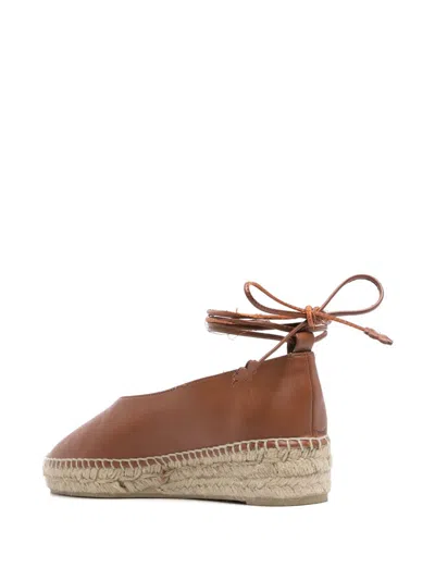 Castaã±er Castaner Gea Tan Wedge Espadrilles In Leather Brown