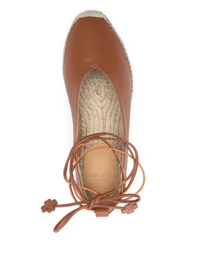 Castaã±er Castaner Gea Tan Wedge Espadrilles In Leather Brown