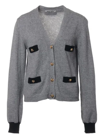 Pre-owned Miu Miu 2023 Cashmere Cardigan In Grey