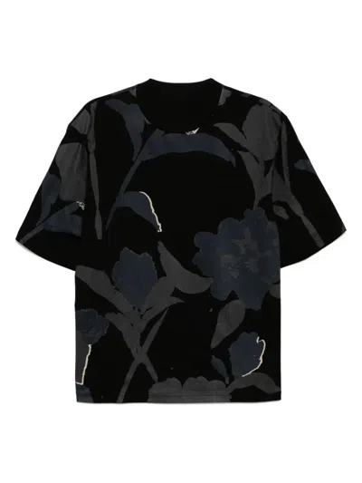 Croquis Plant-printed T-shirt In Black