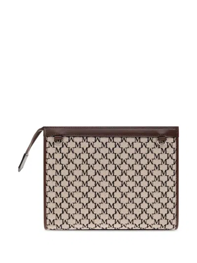 Max Mara Monogram Chain Strap Rectangular Clutch In Neutral