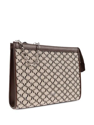 Max Mara Monogram Chain Strap Rectangular Clutch In Neutral
