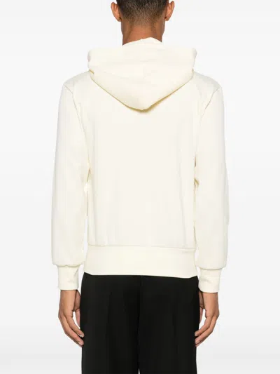 Comme Des Garçons Logo Cotton Hoodie With Drawstring Hood In White