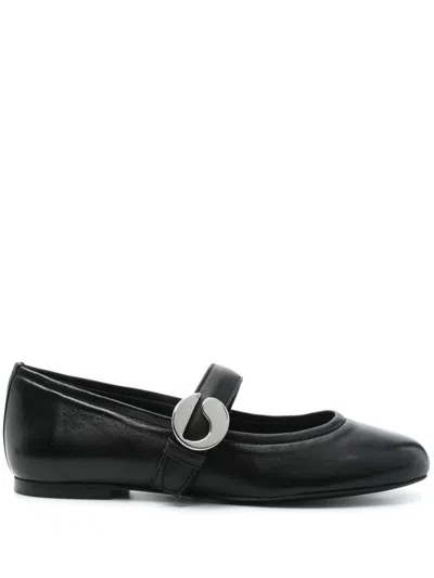 Coperni Black Ballerinas With Metallic Logo And Strap In Black