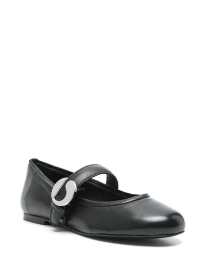 Coperni Black Ballerinas With Metallic Logo And Strap In Black