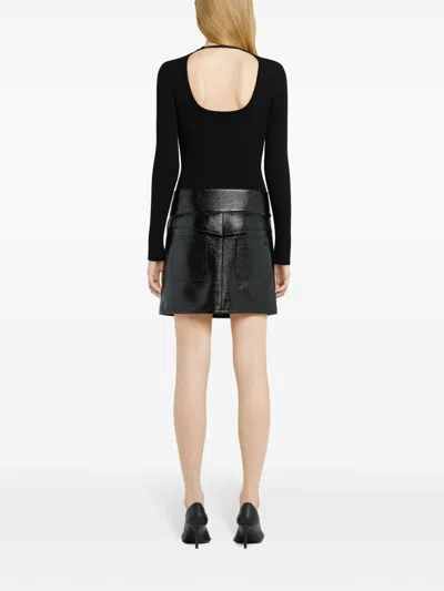 Courrèges Black Mini Skirt With Concealed Fastening And Pockets In Black