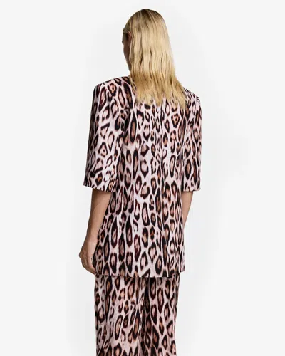 Smythe Short Sleeve Oversized Blazer Leopard In Brown
