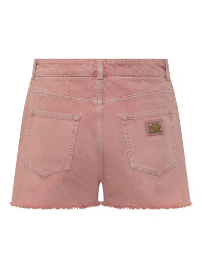Dolce & Gabbana Regular Rise Flared Denim Shorts Clothing In Pink