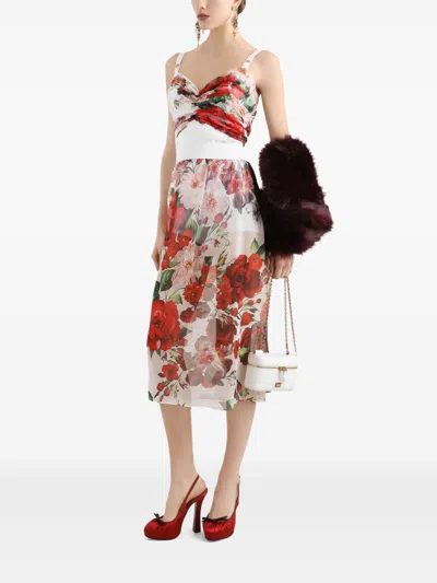 Dolce & Gabbana Floral Print Top Adjustable Straps In White