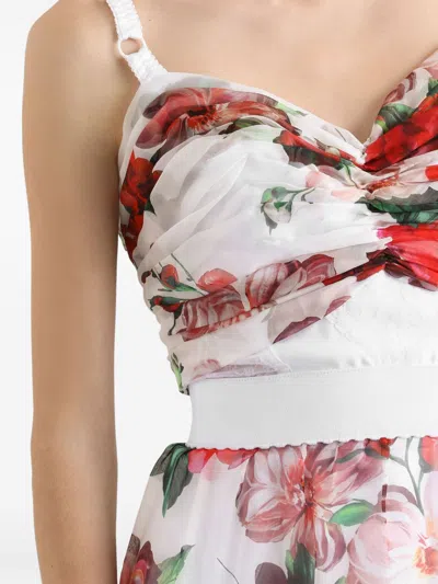 Dolce & Gabbana Floral Print Top Adjustable Straps In White