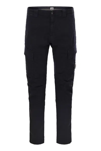 C.p. Company Cp Company Frosted Stretch Cotton Cargo Trousers In Blue
