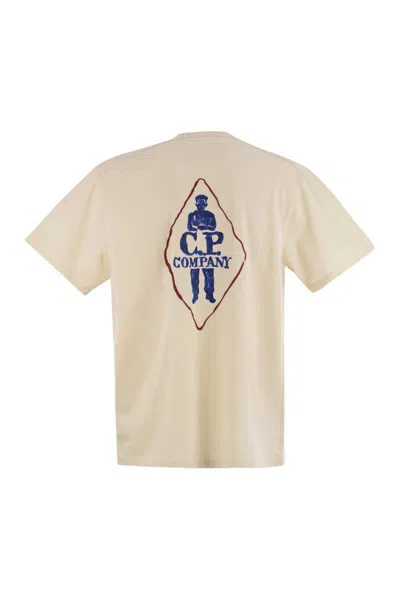 C.p. Company C.p.company Natural Jersey T-shirt With Logo In Light Beige
