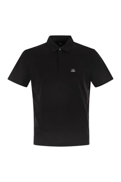 C.p. Company Collared Polo Shirt Short Sleeves In Black