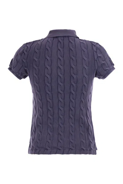 Polo Ralph Lauren Purple Polo Pony Short Sleeve Shirt In Cotton Woman In Navy