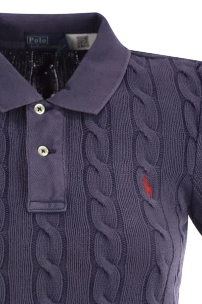 Polo Ralph Lauren Purple Polo Pony Short Sleeve Shirt In Cotton Woman In Navy