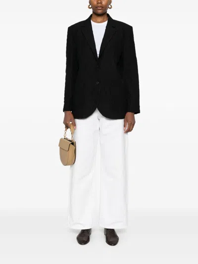 Harris Wharf London Textured Cotton Blend Blazer Jacket In Black