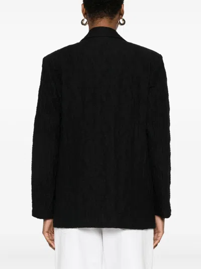 Harris Wharf London Textured Cotton Blend Blazer Jacket In Black