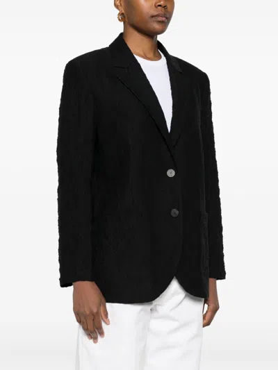 Harris Wharf London Textured Cotton Blend Blazer Jacket In Black