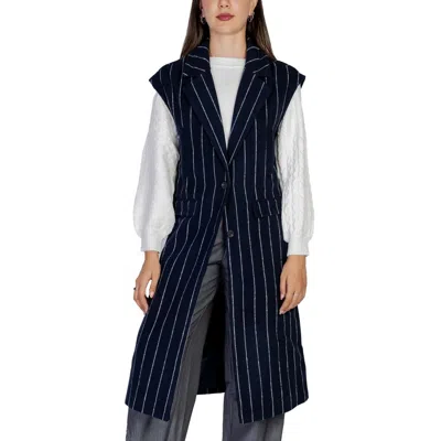 Ichi Blue Polyester Jackets & Women's Coat In Blue