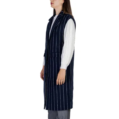 Ichi Blue Polyester Jackets & Women's Coat In Blue