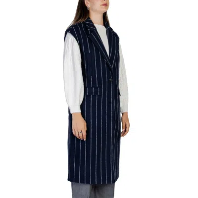 Ichi Blue Polyester Jackets & Women's Coat In Blue