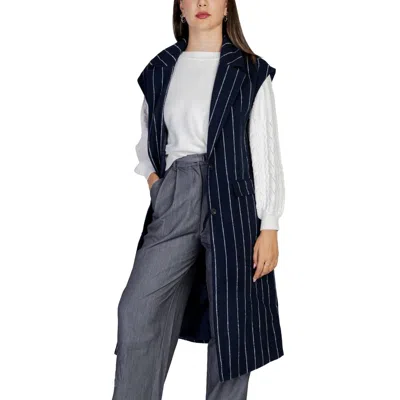 Ichi Blue Polyester Jackets & Women's Coat In Blue