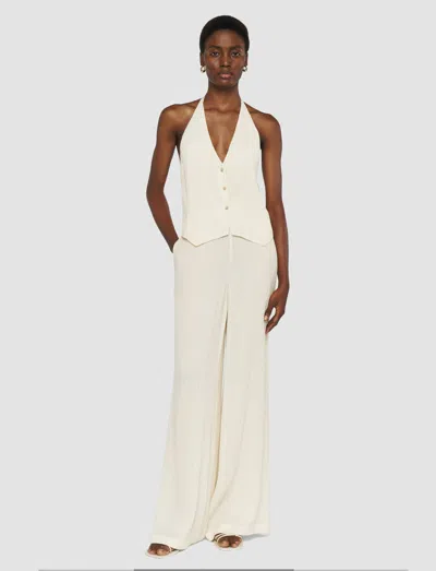 Joseph Womens Seashell Suez Halter-neck Pleated Silk-blend Waistcoat In White