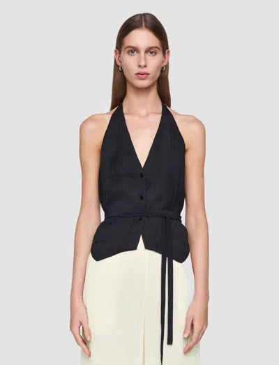 Joseph Suez Pleat Jacquard Tie Waistcoat In Black