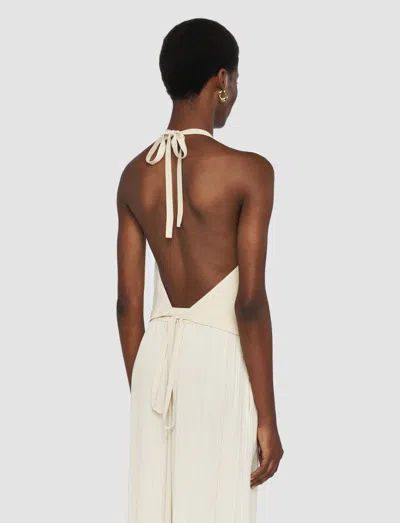 Joseph Womens Seashell Suez Halter-neck Pleated Silk-blend Waistcoat In White