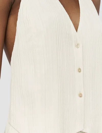 Joseph Womens Seashell Suez Halter-neck Pleated Silk-blend Waistcoat In White